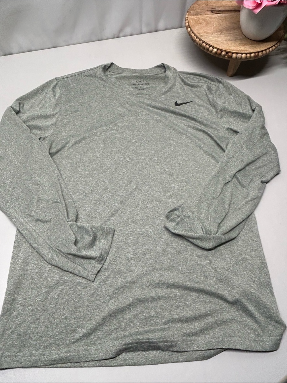 Nike Long Sleeve Heather Light Gray Performance Tee